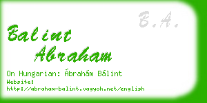 balint abraham business card